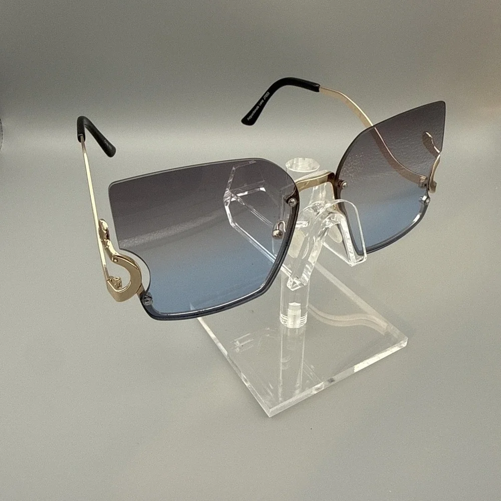 Super OVERSIZED XXL Very Large Square Gold Baroque Designer Sunglasses-Jackie-O